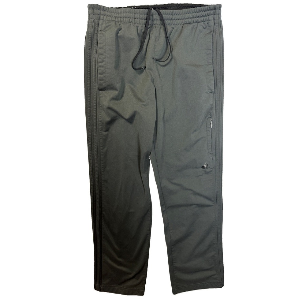 Adidas Mens Track Pants Charcoal Grey Three Stripe Athletic Joggers Size M